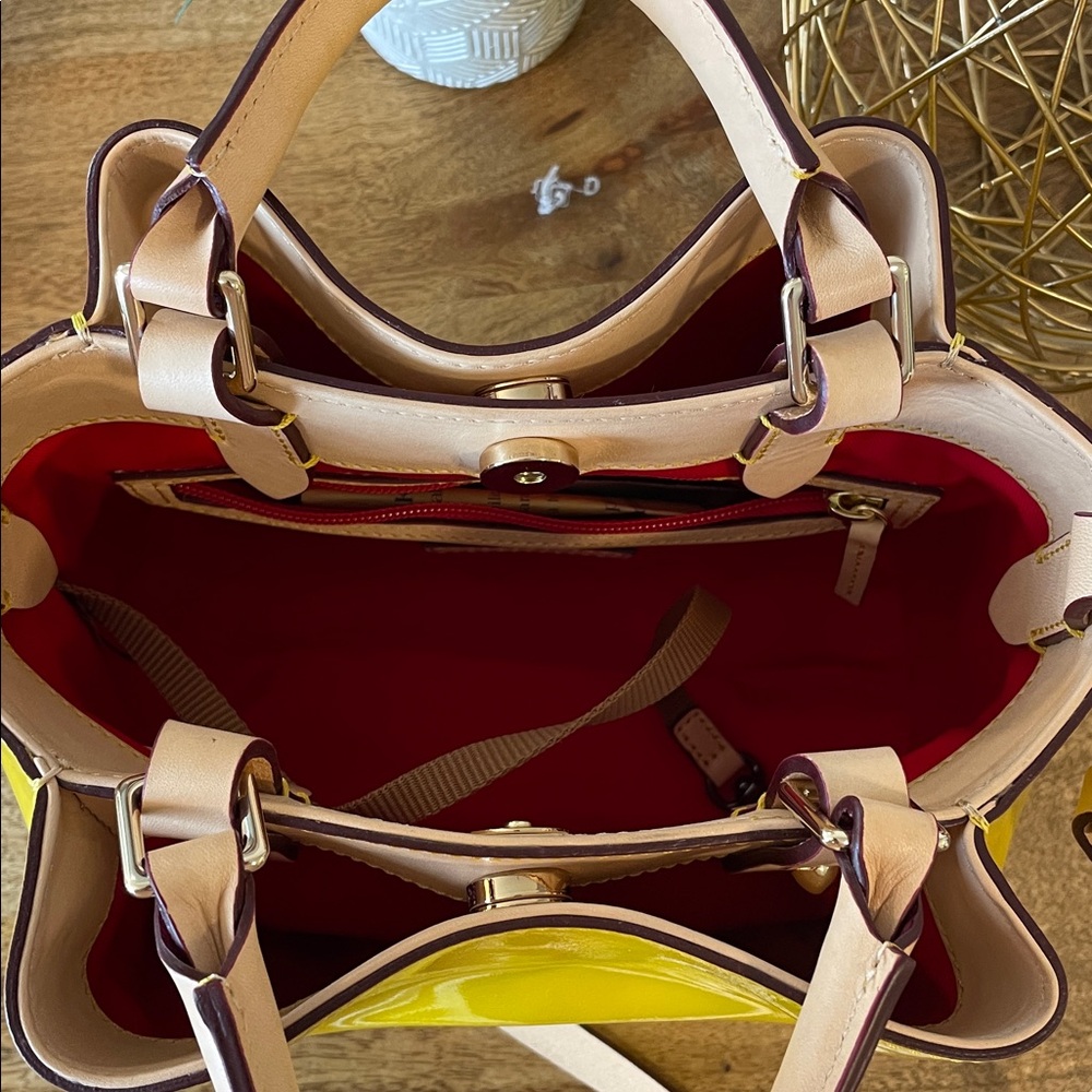 Dooney & Bourke Mini Barlow Tote With Crossbody Strap Patent Leather Yellow‎ NEW - Picture 7 of 10